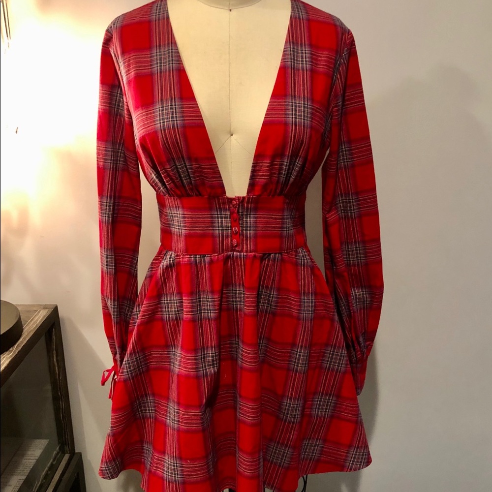 Verona Mini Dress New with tag. Red Plaid.
